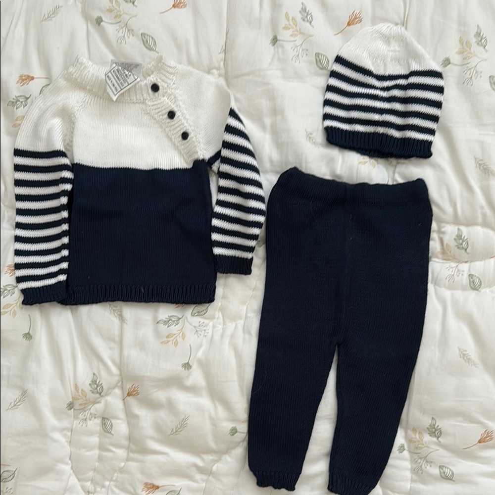 Navy and White Striped Kids Matching Set